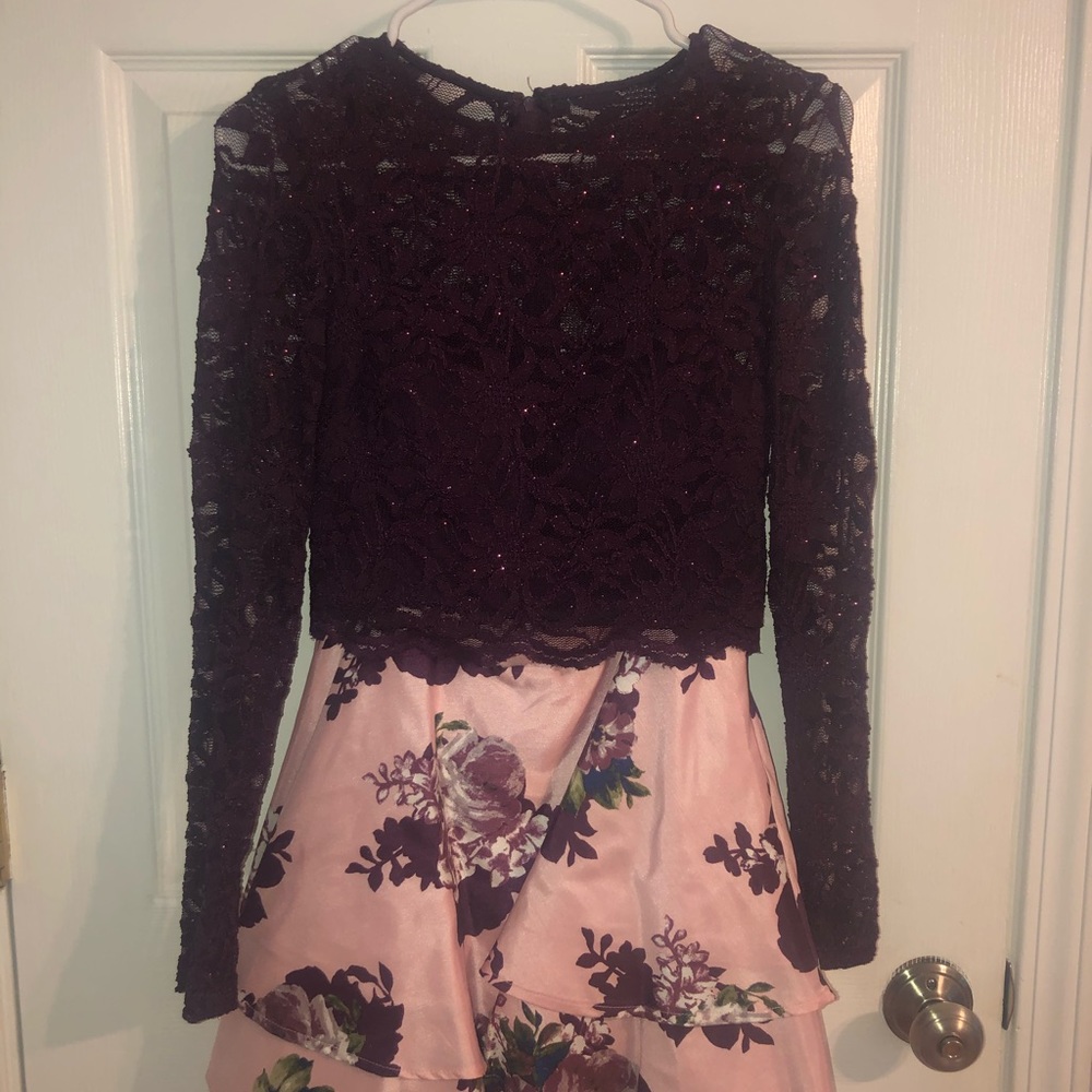 Two piece long sleeve homecoming dress